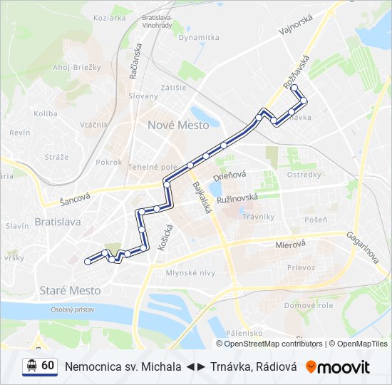 60 Trolejbus Mapa linky