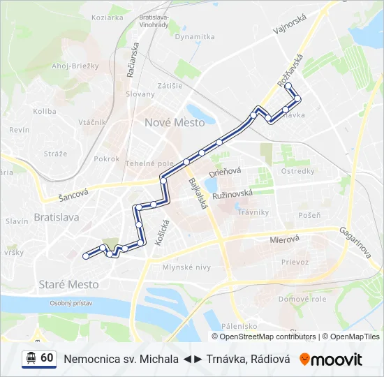 60 Trolleybus Line Map