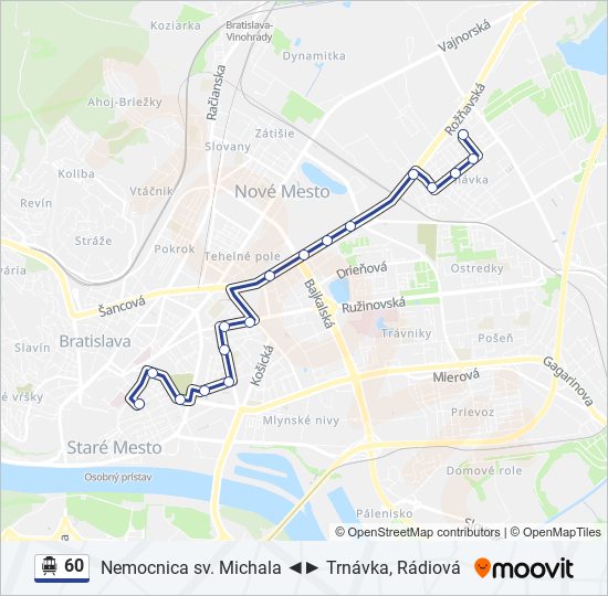 60 Trolejbus Mapa linky