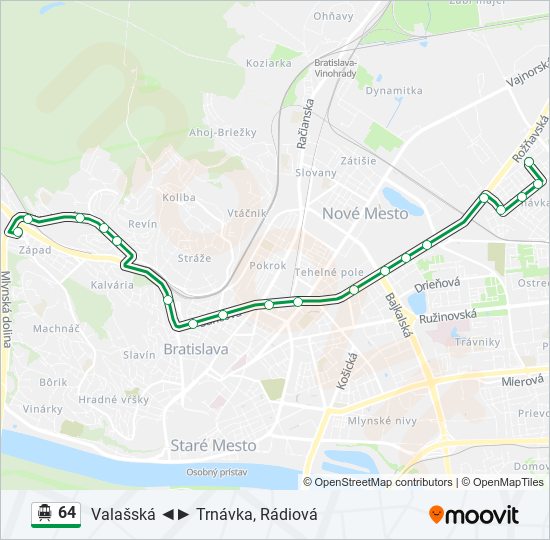 64 trolejbus Mapa linky