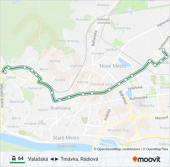 64 Trolejbus Mapa linky