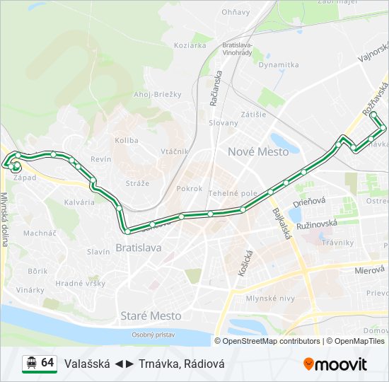 64 Trolejbus Mapa linky