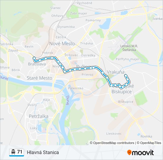 71 trolejbus Mapa linky