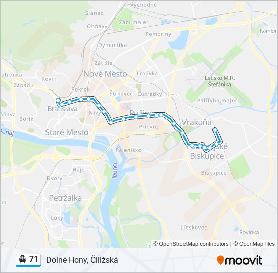 71 Trolleybus Line Map