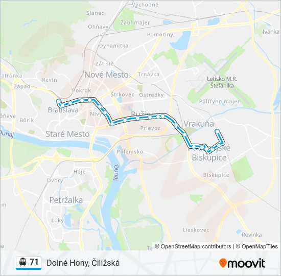 71 Trolleybus Line Map