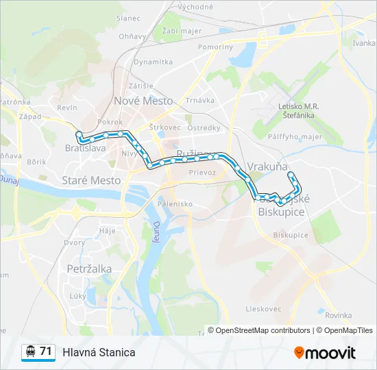 71 Trolleybus Line Map