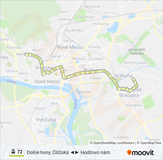 72 Trolleybus Line Map