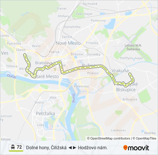 72 Trolejbus Mapa linky