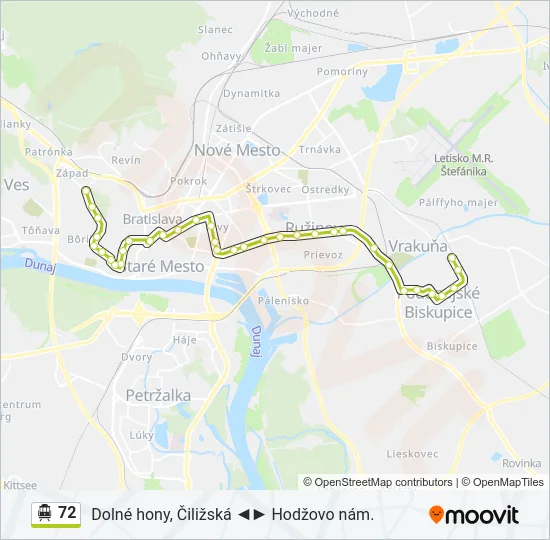 72 Trolleybus Line Map