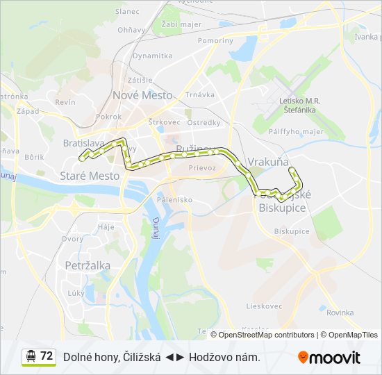 72 Trolleybus Line Map