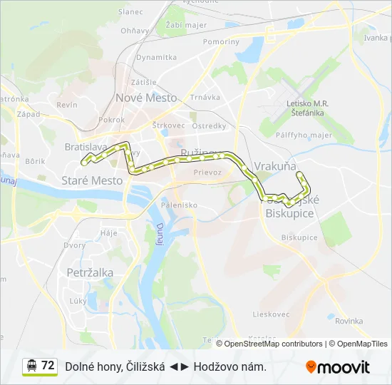 72 Trolleybus Line Map