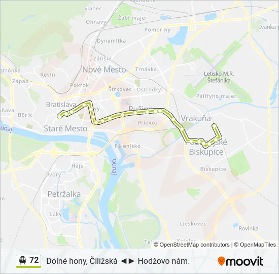 72 Trolleybus Line Map
