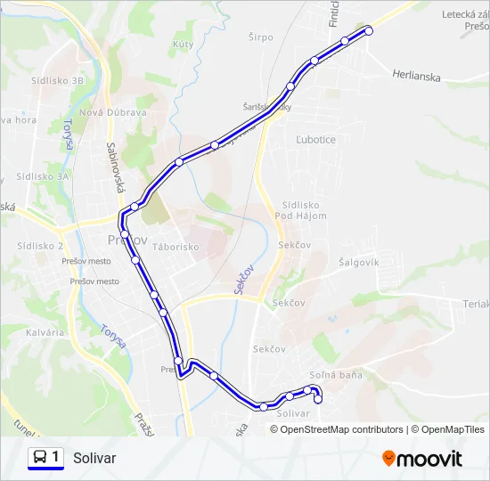 1 Bus Line Map