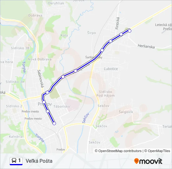 1 Bus Line Map