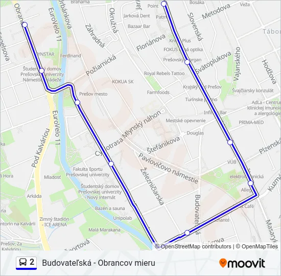 2 Bus Line Map