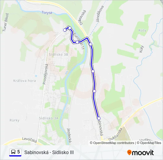 5 Bus Line Map
