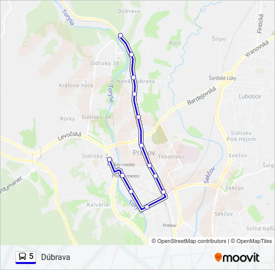 5 Bus Line Map