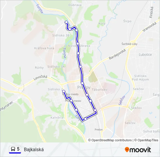 5 Bus Line Map