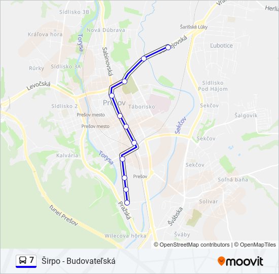 7 autobus Mapa linky