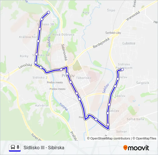 8 Bus Line Map
