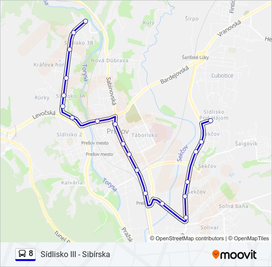 8 bus Line Map