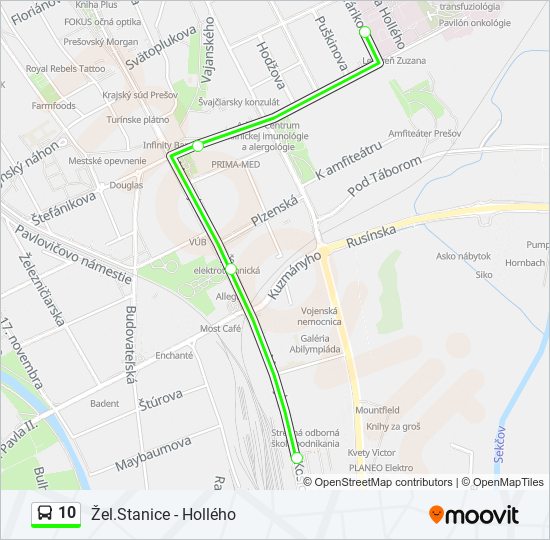 10 autobus Mapa linky