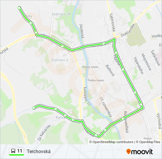 11 bus Line Map