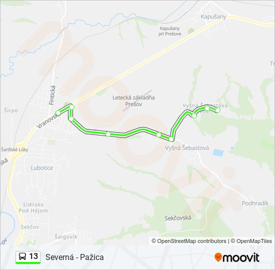 13 bus Line Map