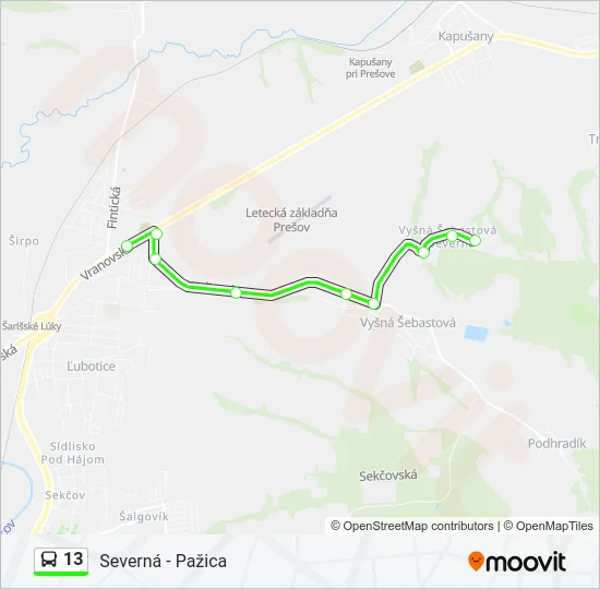 13 Bus Line Map