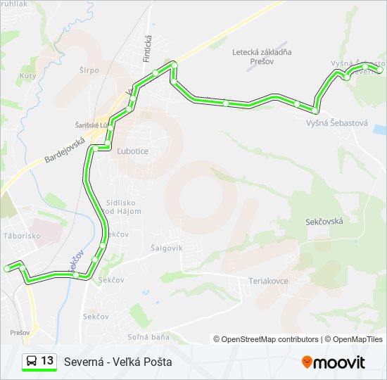 13 bus Line Map