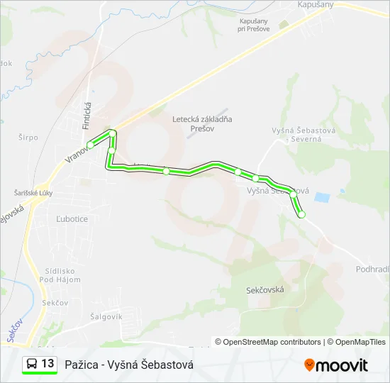 13 Bus Line Map