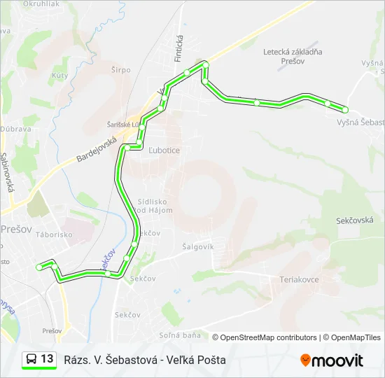 13 Bus Line Map