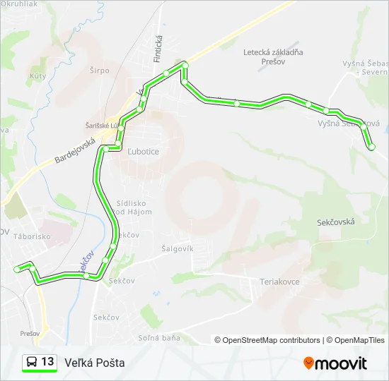 13 Bus Line Map