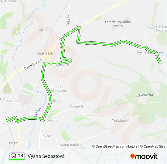 13 Bus Line Map
