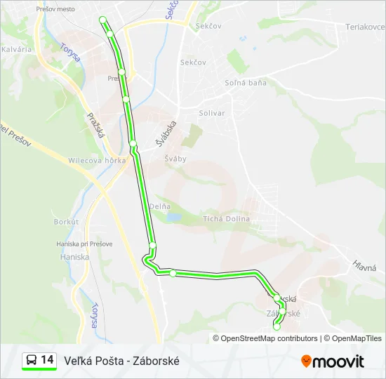 14 Bus Line Map