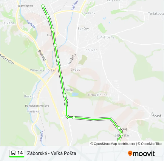 14 Bus Line Map