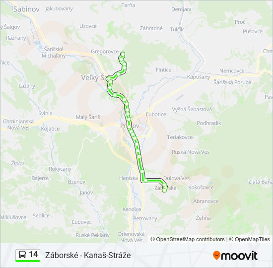 14 bus Line Map