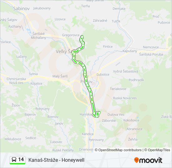 14 bus Line Map