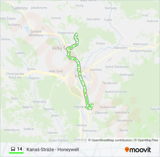 14 Bus Line Map
