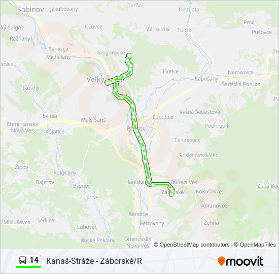 14 bus Line Map