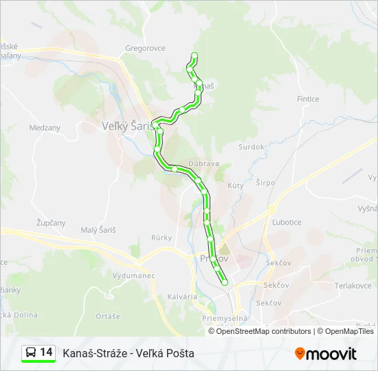 14 Bus Line Map