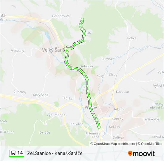 14 Bus Line Map