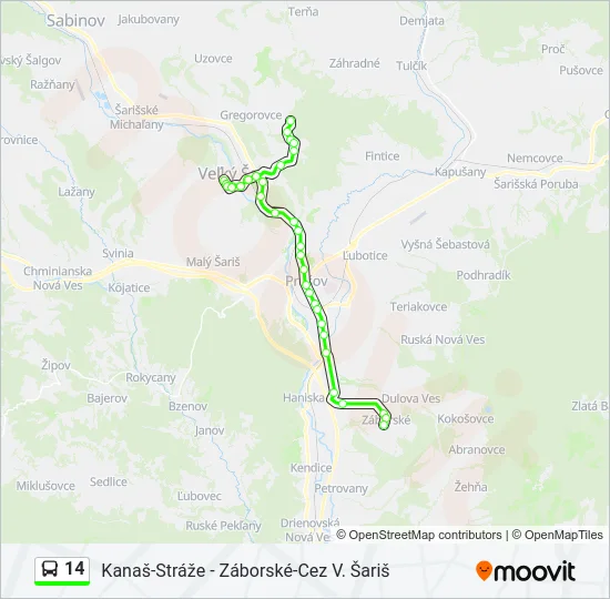 14 Bus Line Map