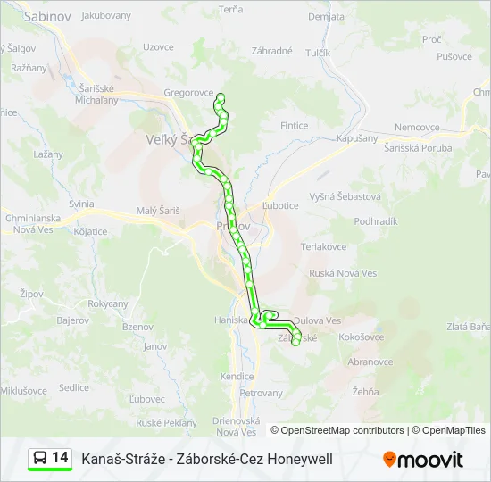 14 Bus Line Map
