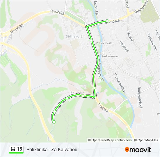 15 autobus Mapa linky