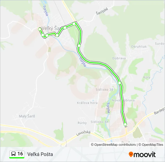 16 Bus Line Map
