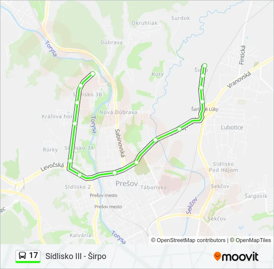 17 Bus Line Map