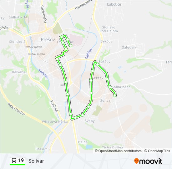 19 bus Line Map