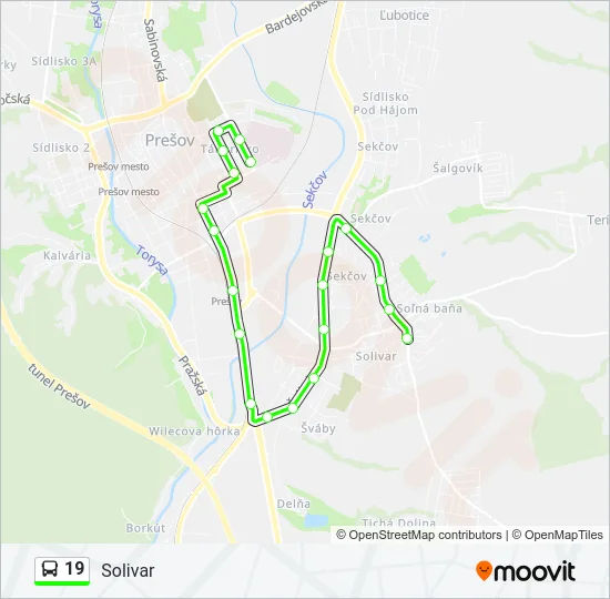 19 Bus Line Map