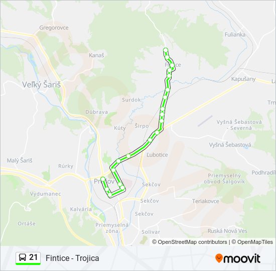 21 bus Line Map